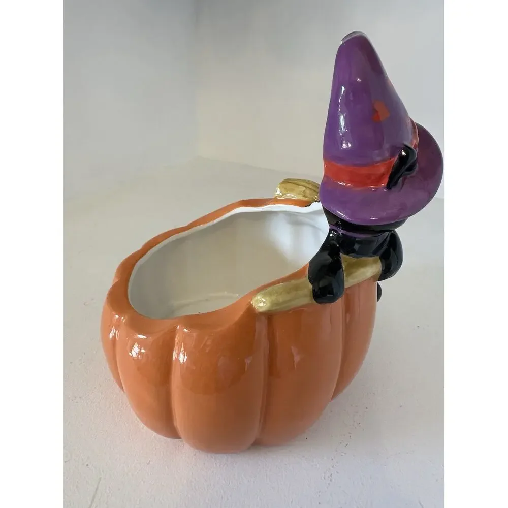 Yankee Candle Halloween Jar Holder Pumpkin Black Sophia Cat NEW